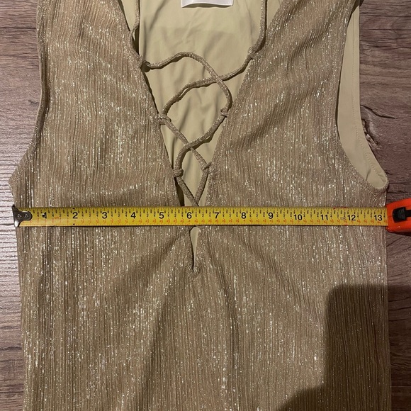 Anine Bing Metallic Gold Lace Up Sleeveless Body Suit Top - Picture 7 of 7